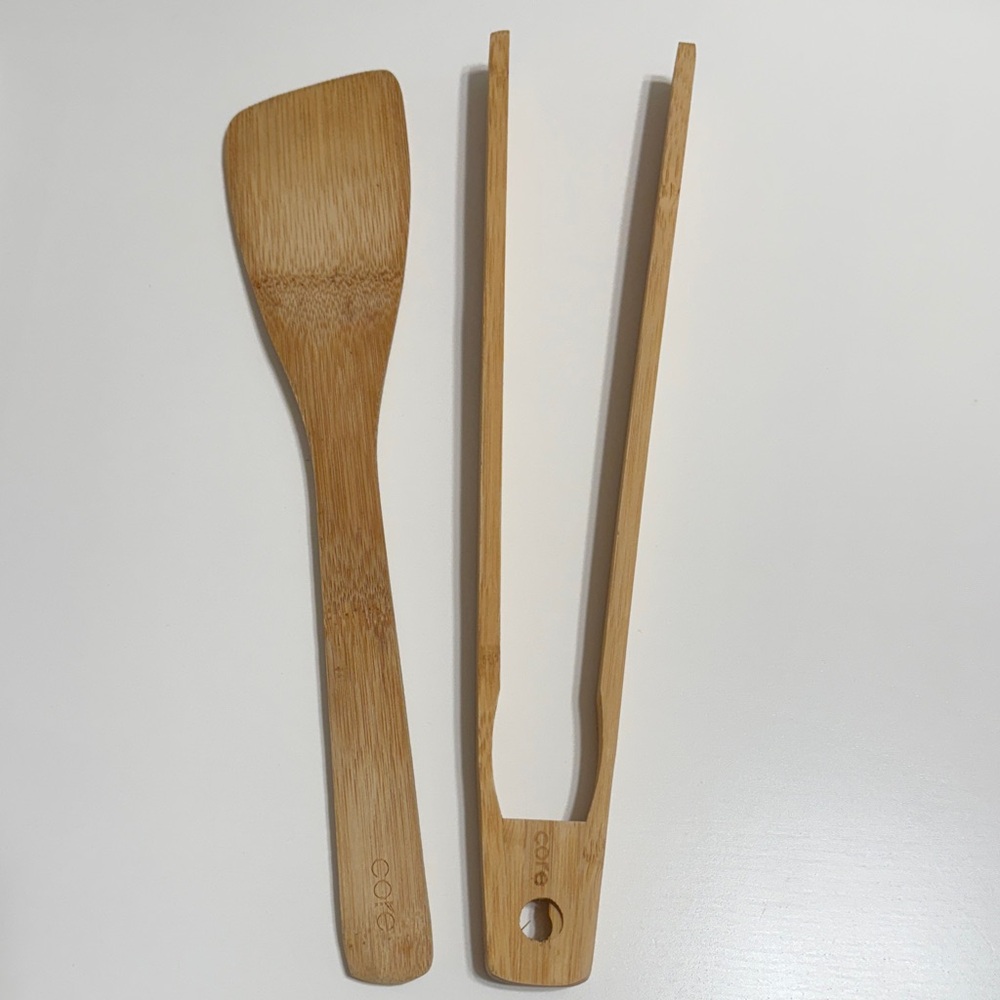Eco-Friendly Bamboo Spatula and Tongs Set